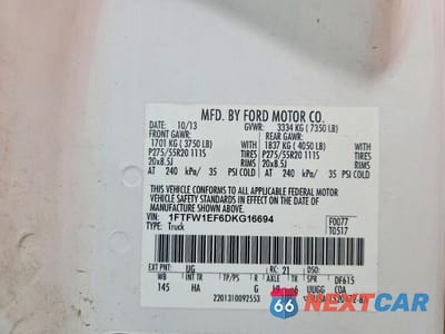 Zdjęcie 12 z 12 samochodu: 2013 FORD F150 SUPERCREW VIN:1FTFW1EF6DKG16694 - miniatura