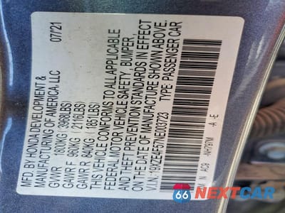 Zdjęcie 13 z 13 samochodu: 2022 HONDA INSIGHT EX VIN:19XZE4F57NE003723 - miniatura