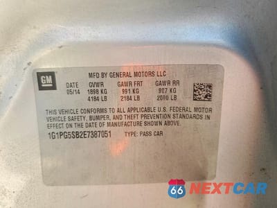 Zdjęcie 12 z 12 samochodu: 2014 CHEVROLET CRUZE LTZ VIN:1G1PG5SB2E7387051 - miniatura