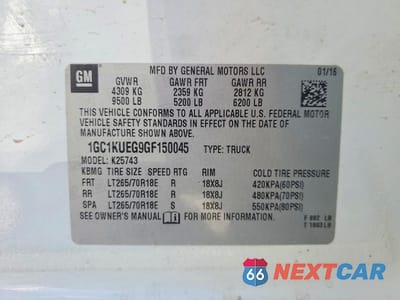 Zdjęcie 12 z 12 samochodu: 2016 CHEVROLET SILVERADO K2500 HEAVY DUTY VIN:1GC1KUEG9GF150045 - miniatura
