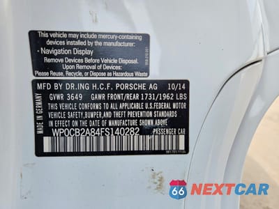 Zdjęcie 12 z 12 samochodu: 2015 PORSCHE BOXSTER S VIN:WP0CB2A84FS140282 - miniatura