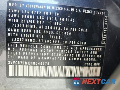 Zdjęcie 13 z 13 samochodu: 2026 VOLKSWAGEN TIGUAN S VIN:3VVCR7RMXTM044379 - miniatura