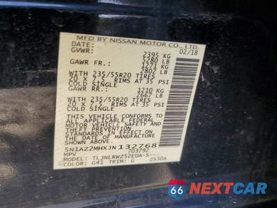 Zdjęcie 13 z 13 samochodu: 2018 NISSAN MURANO SL VIN:5N1AZ2MHXJN132768 - miniatura
