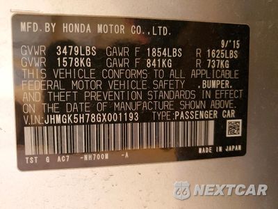 Zdjęcie 13 z 14 samochodu: 2016 HONDA FIT EX VIN:JHMGK5H78GX001193 - miniatura