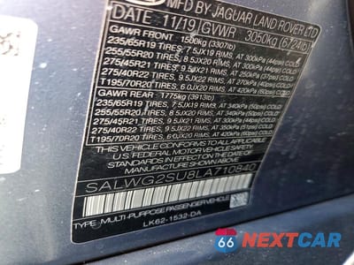 Zdjęcie 13 z 13 samochodu: 2020 LAND ROVER RANGE ROVER SPORT SE VIN:SALWG2SU8LA710840 - miniatura