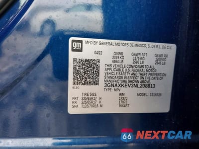 Zdjęcie 13 z 13 samochodu: 2022 CHEVROLET EQUINOX LT VIN:3GNAXKEV3NL208813 - miniatura