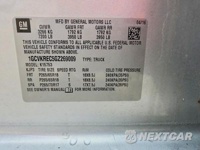 Zdjęcie 12 z 12 samochodu: 2016 CHEVROLET SILVERADO K1500 LT VIN:1GCVKREC5GZ269009 - miniatura