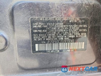 Zdjęcie 13 z 13 samochodu: 2013 SUBARU XV CROSSTREK 2.0 LIMITED VIN:JF2GPAGC2D2839241 - miniatura