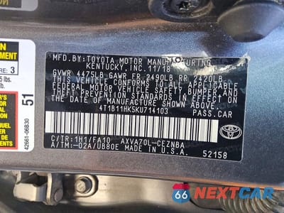 Zdjęcie 12 z 12 samochodu: 2019 TOYOTA CAMRY LE VIN:4T1B11HK5KU714103 - miniatura