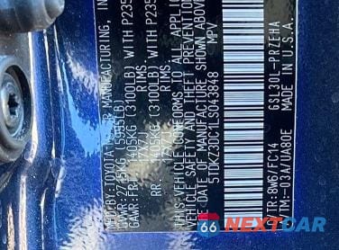 Zdjęcie 10 z 10 samochodu: 2020 TOYOTA SIENNA LE VIN:5TDKZ3DC1LS043848 - miniatura