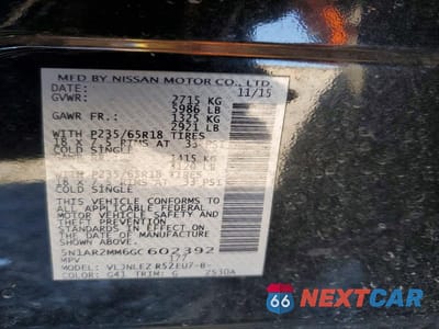 Zdjęcie 13 z 13 samochodu: 2016 NISS PATHFINDER S VIN:5N1AR2MM6GC602392 - miniatura