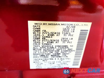 Zdjęcie 13 z 14 samochodu: 2008 NISSAN QUEST 3.5 VIN:5N1BV28U78N114696 - miniatura