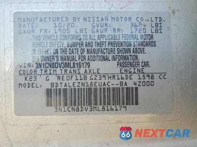Zdjęcie 13 z 13 samochodu: 2021 NISSAN VERSA S VIN:3N1CN8DV3ML816179 - miniatura