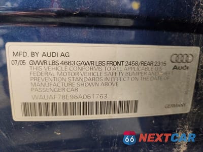 Zdjęcie 12 z 12 samochodu: 2006 AUDI A4 VIN:WAUAF78E96A061763 - miniatura