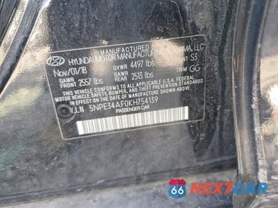 Zdjęcie 12 z 12 samochodu: 2019 HYUNDAI SONATA LIMITED VIN:5NPE34AF0KH754139 - miniatura