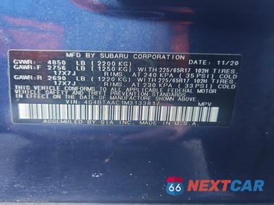 Zdjęcie 12 z 12 samochodu: 2021 SUBARU OUTBACK VIN:4S4BTAAC1M3133817 - miniatura