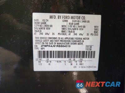 Zdjęcie 13 z 13 samochodu: 2024 FORD EDGE SEL VIN:2FMPK4J91RBB04310 - miniatura