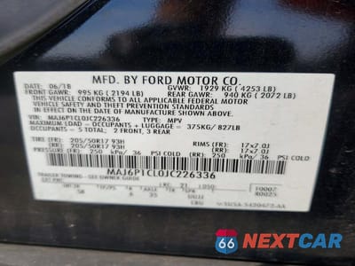 Zdjęcie 13 z 13 samochodu: 2018 FORD ECOSPORT SES VIN:MAJ6P1CL0JC226336 - miniatura
