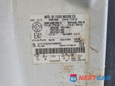 Zdjęcie 12 z 12 samochodu: 2012 FORD F150 SUPER CAB VIN:1FTFX1EF9CFB88527 - miniatura