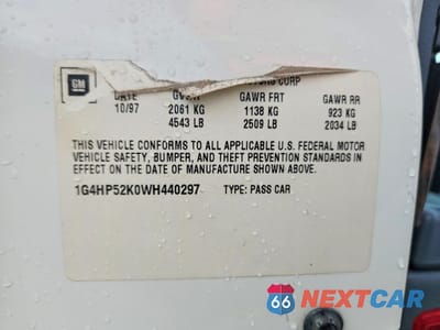 Zdjęcie 12 z 12 samochodu: 1998 BUICK LESABRE CUSTOM VIN:1G4HP52K0WH440297 - miniatura