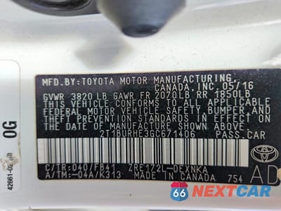 Zdjęcie 13 z 13 samochodu: 2016 TOYOTA COROLLA LE VIN:2T1BURHE3GC671406 - miniatura
