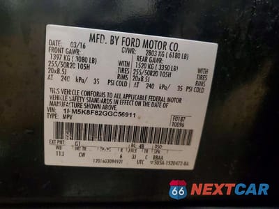 Zdjęcie 14 z 14 samochodu: 2016 FORD EXPLORER LIMITED VIN:1FM5K8F82GGC56911 - miniatura