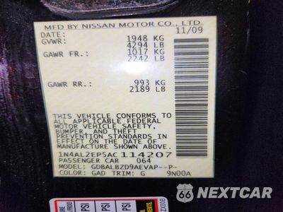 Zdjęcie 14 z 14 samochodu: 2010 NISSAN ALTIMA 2.5 S VIN:1N4AL2EP5AC114207 - miniatura