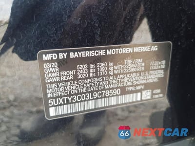 Zdjęcie 13 z 13 samochodu: 2020 BMW X3 SDRIVE30I VIN:5UXTY3C03L9C78590 - miniatura