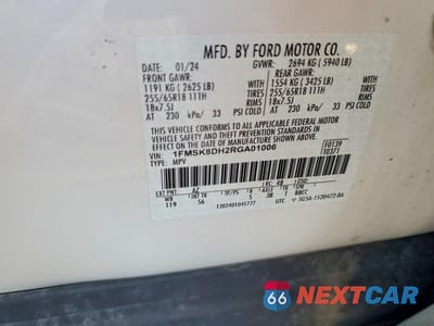 Zdjęcie 12 z 12 samochodu: 2024 FORD EXPLORER XLT VIN:1FMSK8DH2RGA01006 - miniatura