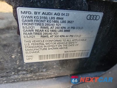 Zdjęcie 13 z 13 samochodu: 2023 AUDI SQ7 PRESTIGE VIN:WA1VWBF77PD019131 - miniatura
