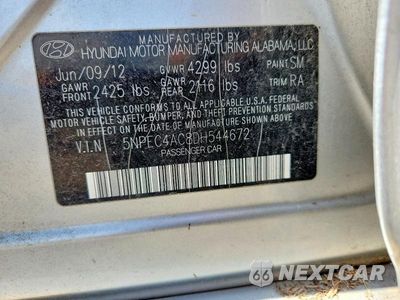 Zdjęcie 12 z 12 samochodu: 2013 HYUNDAI SONATA SE VIN:5NPEC4AC8DH544672 - miniatura