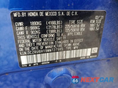 Zdjęcie 13 z 13 samochodu: 2021 HONDA HR-V SPORT VIN:3CZRU6H19MM727985 - miniatura