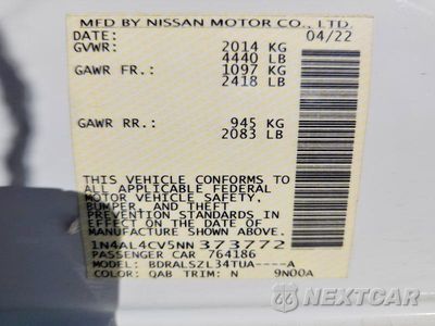 Zdjęcie 12 z 12 samochodu: 2022 NISSAN ALTIMA 2.0 SR VIN:1N4AL4CV5NN373772 - miniatura