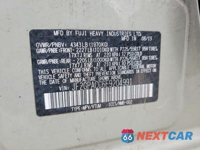 Zdjęcie 13 z 13 samochodu: 2014 SUBARU XV CROSSTREK 2.0 PREMIUM VIN:JF2GPACC6E9204991 - miniatura