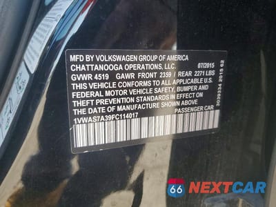 Zdjęcie 12 z 12 samochodu: 2015 VOLKSWAGEN PASSAT S VIN:1VWAS7A39FC114017 - miniatura