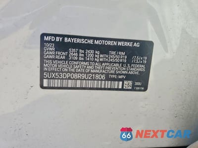 Zdjęcie 13 z 13 samochodu: 2024 BMW X3 VIN:5UX53DP08R9U21806 - miniatura