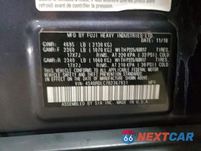 Zdjęcie 13 z 13 samochodu: 2011 SUBARU OUTBACK 3.6R LIMITED VIN:4S4BRDLC7B2367931 - miniatura