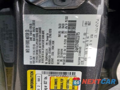Zdjęcie 12 z 12 samochodu: 2019 FORD FUSION SE VIN:3FA6P0T94KR223795 - miniatura