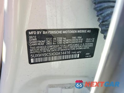 Zdjęcie 12 z 12 samochodu: 2013 BMW X3 XDRIVE28I VIN:5UXWX9C5XD0A14416 - miniatura