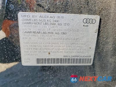 Zdjęcie 13 z 13 samochodu: 2016 AUDI Q5 PREMIUM PLUS VIN:WA1L2AFP8GA004894 - miniatura