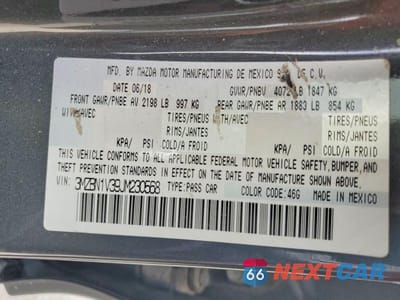 Zdjęcie 12 z 12 samochodu: 2018 MAZDA 3 TOURING VIN:3MZBN1V39JM230568 - miniatura