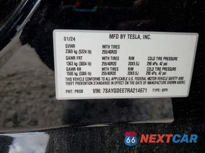 Zdjęcie 14 z 14 samochodu: 2024 TESLA MODEL Y VIN:7SAYGDEE7RA214671 - miniatura