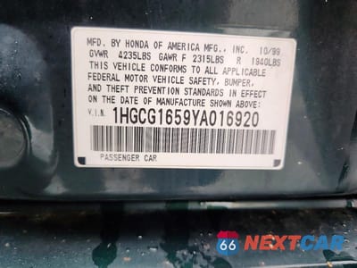 Zdjęcie 12 z 12 samochodu: 2000 HONDA ACCORD VIN:1HGCG1659YA016920 - miniatura