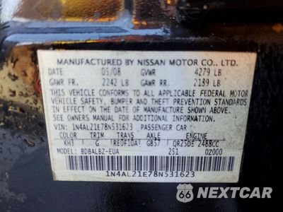 Zdjęcie 13 z 13 samochodu: 2008 NISSAN ALTIMA 2.5 VIN:1N4AL21E78N531623 - miniatura