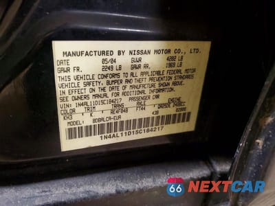 Zdjęcie 12 z 12 samochodu: 2005 NISSAN ALTIMA 2.5 VIN:1N4AL11D15C184217 - miniatura