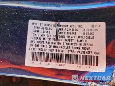 Zdjęcie 12 z 12 samochodu: 2014 HONDA ACCORD LX VIN:1HGCR2F37EA150058 - miniatura