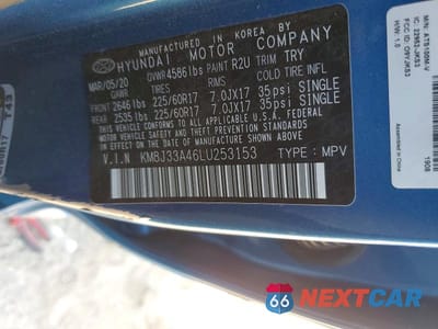 Zdjęcie 14 z 14 samochodu: 2020 HYUNDAI TUCSON LIMITED VIN:KM8J33A46LU253153 - miniatura