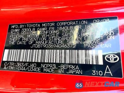 Zdjęcie 12 z 12 samochodu: 2009 TOYOTA YARIS BASE VIN:JTDBT903694046372 - miniatura