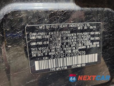 Zdjęcie 14 z 14 samochodu: 2015 SUBARU XV CROSSTREK 2.0 PREMIUM VIN:JF2GPAFC8FH302939 - miniatura