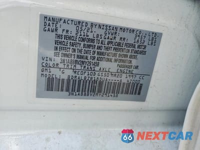 Zdjęcie 12 z 12 samochodu: 2021 NISSAN SENTRA S VIN:3N1AB8BV2MY291458 - miniatura